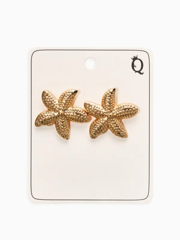 Серьги металл "Морская звезда", цвет золото