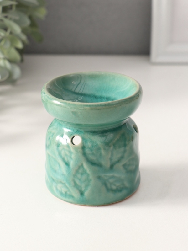 Аромалампа керамика "Листья" морская лагуна 6,7х6,7х7,5 см