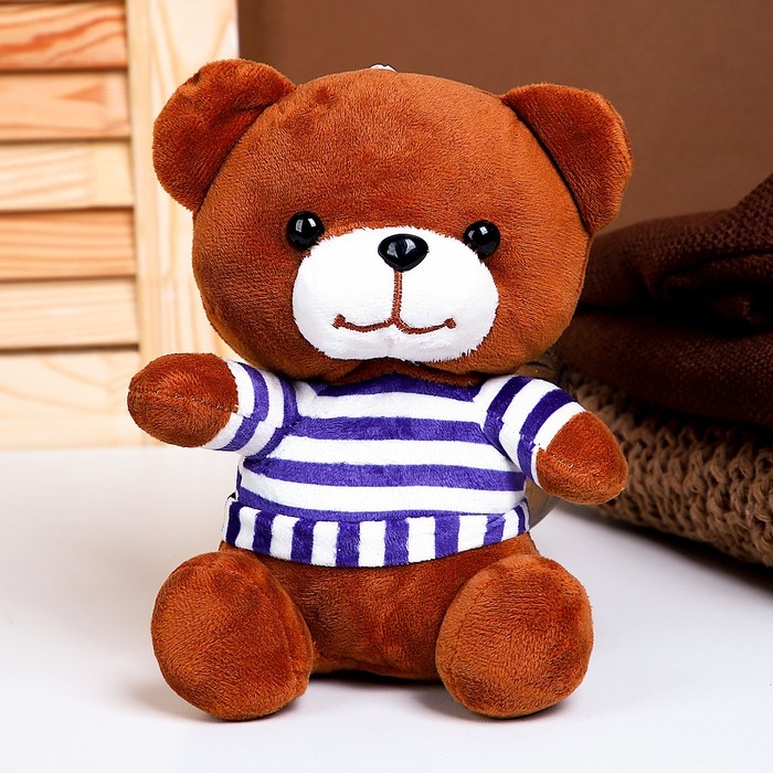 Мягкая игрушка &laquo;Мишка&raquo;, в полосатой футболке, 18 см