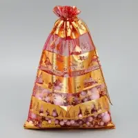 Мешочек подарочный органза &laquo;С праздником!&raquo;, 20 х 30 см +/- 1.5 см