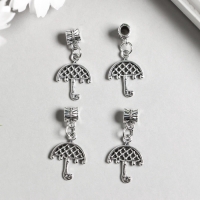 Бейл с подвеской металл для творчества "Зонтик" серебро набор 4 шт 3,1 см