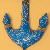 Декор интерьерный "Якорь" дерево 23х2х40 см, цв. ярко-синий