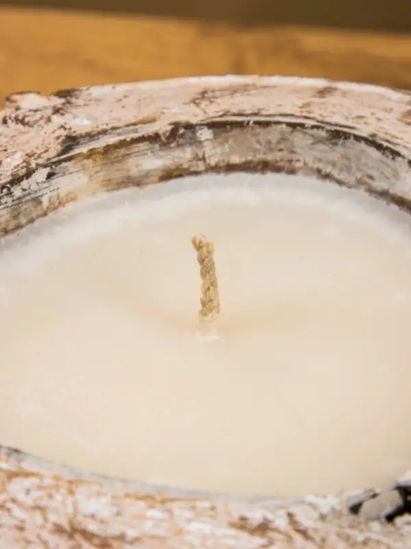 Свеча в кокосе, 20х20х7 см, цв. белый