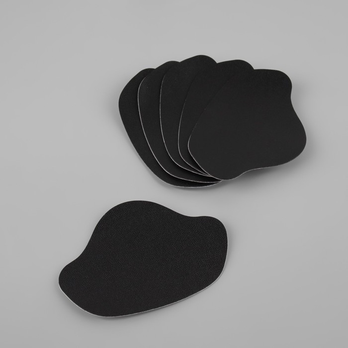 Набор заплаток для ремонта подпяточников обуви, из кожзама, клеевые, 6 шт, цвет чёрный