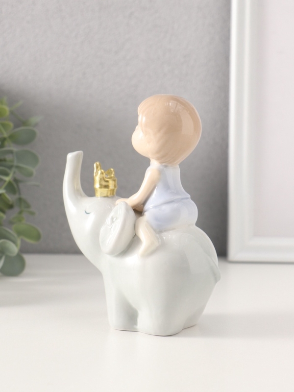 Фигурка керамика &laquo;Малыш на слоне&raquo;, 4.5&times;10.5&times;13 см
