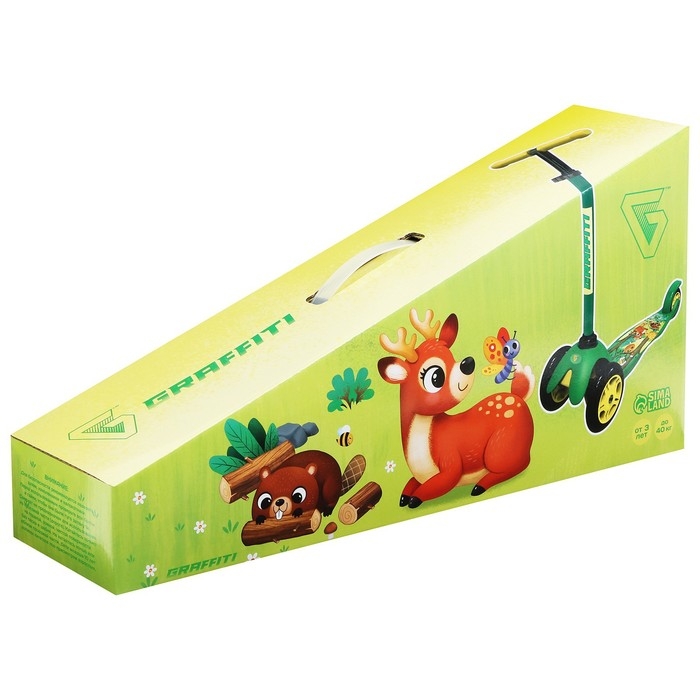 Самокат GRAFFITI «В лесу», колёса PU 110/80 мм, ABEC 7, цвет зелёный Самокат GRAFFITI «В лесу», колёса PU 110/80 мм, ABEC 7, цвет зелёный