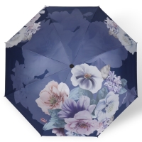 Зонт механический &laquo;Фиалки&raquo;, эпонж, 4 сложения, 8 спиц, R = 49/55 см, D = 110 см, цвет МИКС
