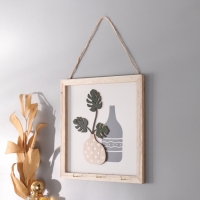 Крючки декоративные дерево "Ветки монстеры и две вазы" 2,5х20х20 см