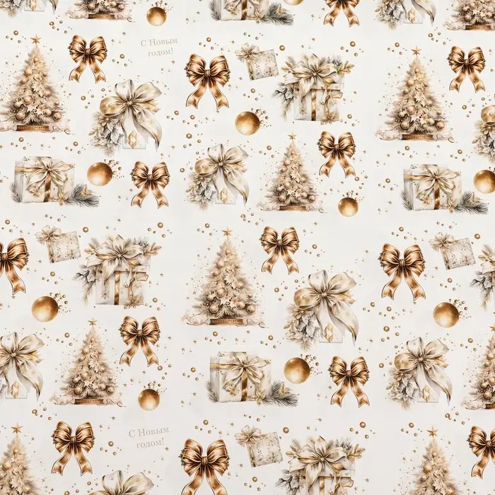 Бумага упаковочная новогодняя "Снежная ёлка", глянец, 80 г/м2 , 50 х 70 см.