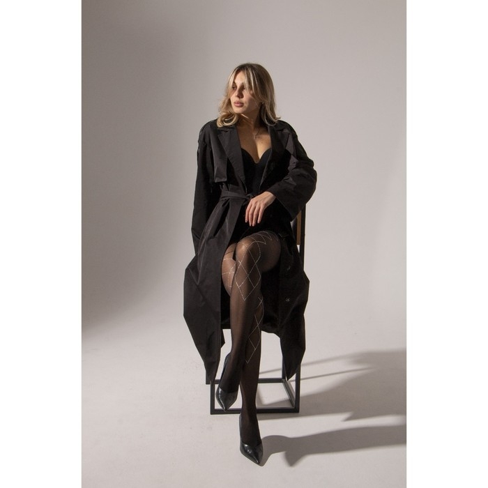 Колготки женские &laquo;Стразы&raquo;, серебро, цвет чёрный, размер М