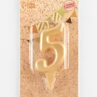 Свеча для торта &laquo;Цифра 5&raquo;, золотая, 5.5 см