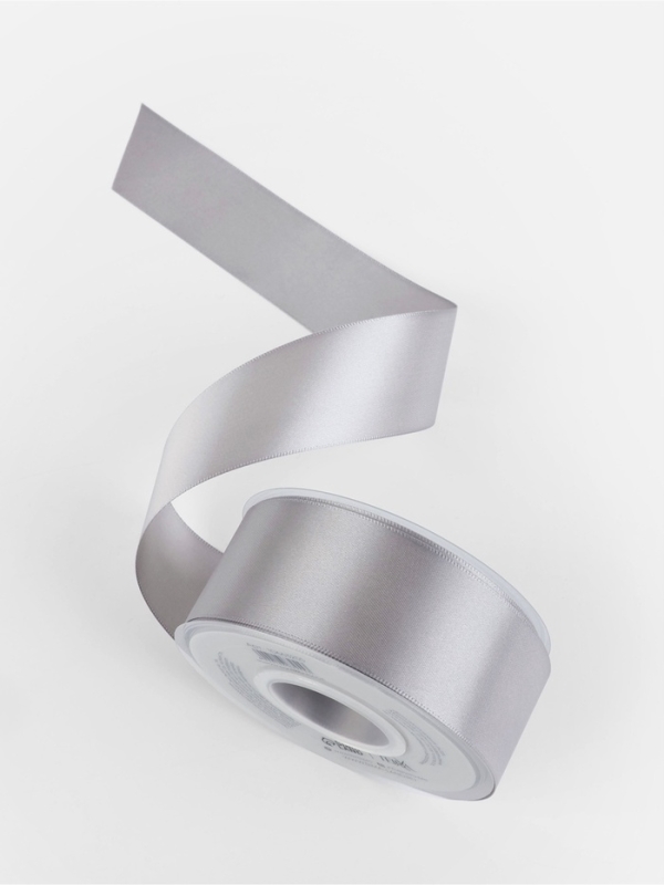 Лента атласная двухсторонняя №837 38мм*25&plusmn;1м серебряный TR