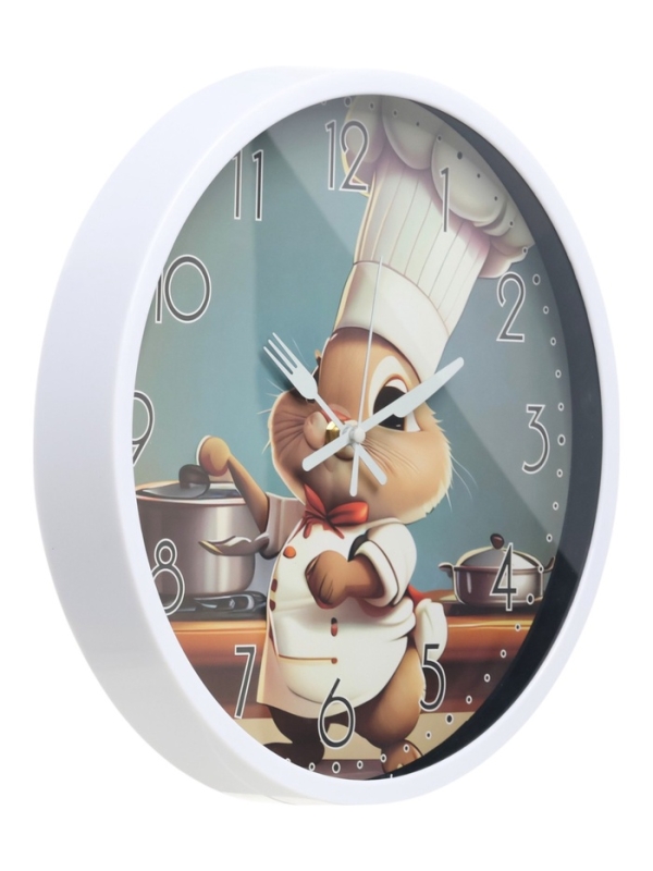 Часы настенные интерьерные, для кухни«Кролик-шеф», плавный ход, d-29.5 см, толщина 4.5 см Часы настенные интерьерные, для кухни«Кролик-шеф», плавный ход, d-29.5 см, толщина 4.5 см