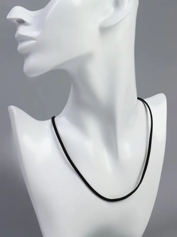 Шнурок из искусственной замши с замком, 45 см + удлинитель, цвет чёрный