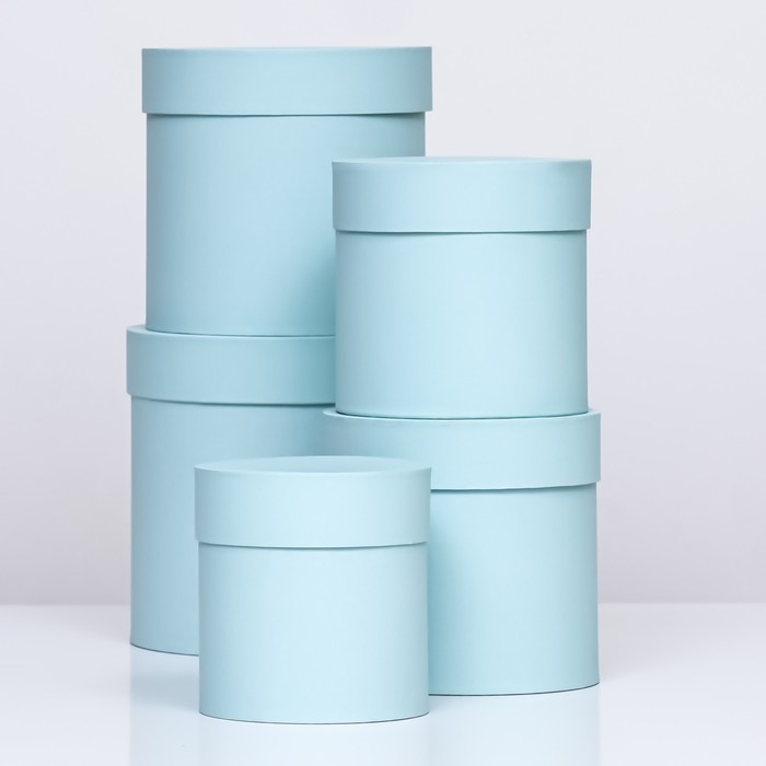 Набор шляпных коробок 5 в 1 "Мята", 20 &times; 20 &times; 20‒13,5 &times; 13,5 &times; 13,5 см