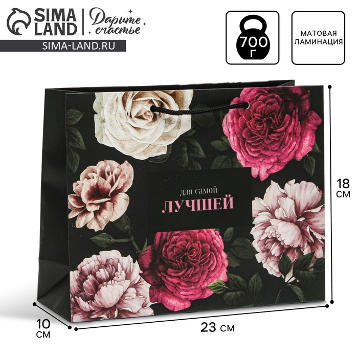 Пакет подарочный ламинированный горизонтальный, упаковка, &laquo;Для самой лучшей&raquo;, MS 23 х 18 х 8 см