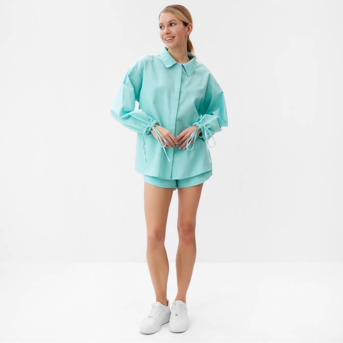Комплект женский (блузка, шорты) MINAKU: Casual Collection цвет мятный, р-р 42