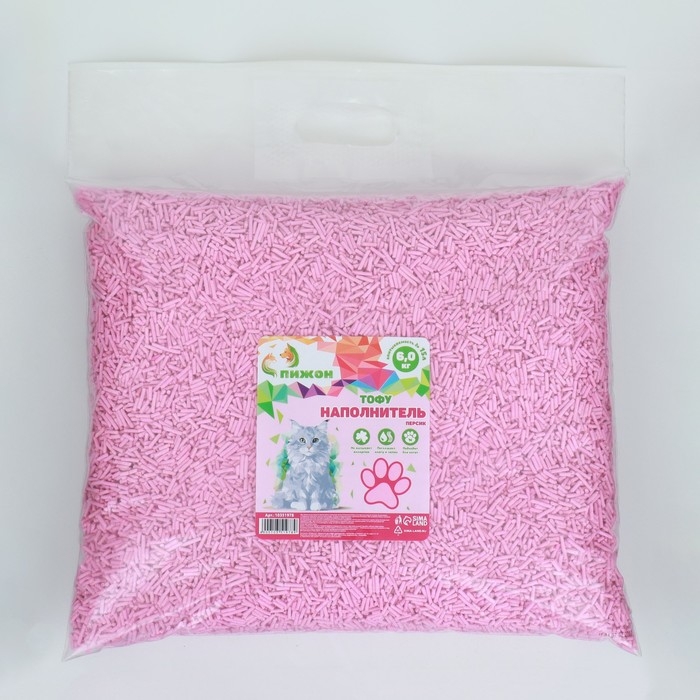 Наполнитель тофу, "Пижон" персик   6 кг  впитываемость  до 15 л