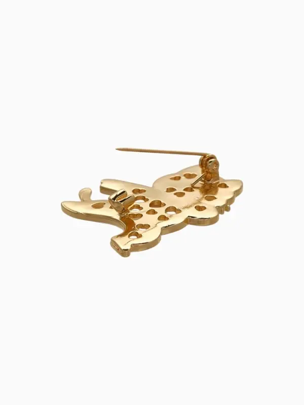 Брошь "Кот" герой, бело-розовая в золоте