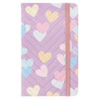 Блокнот 80 листов в клетку (8,8 х 14 см) Mazari "PASTEL HEART", на резинке, 70г/м2, 4 цвета МИКС