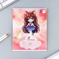 Тетрадь в клетку 12 листов А5, на скрепке &laquo;Аниме&raquo;, обложка мелованный картон, блок №2, 5 видов МИКС