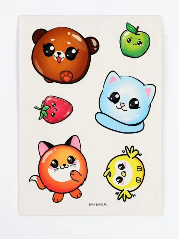 Наклейки &laquo;Зверята&raquo;, 8&times;11 см