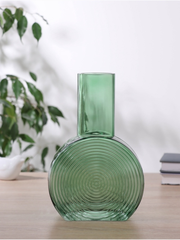 Ваза стекло настольная "Эйверис" d-6 см, 24х15,5 см, зелёный