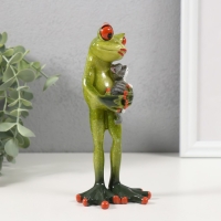 Сувенир полистоун лак "Лягуха с кошечкой" 7,5х6,2х17 см