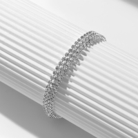 Браслет со стразами &laquo;Лёд&raquo; элегантность, 3 ряда, цвет белый в серебре, L=18 см