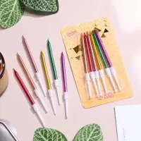 Свечи в торт коктейльные &laquo;С днем рождения&raquo;, 6 шт., 6.5 см, металлик