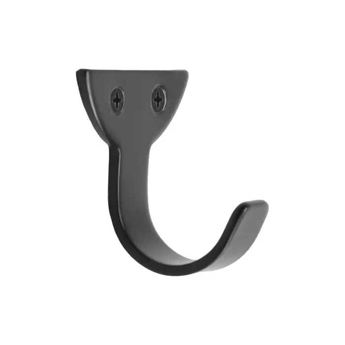 Крючок мебельный ТУНДРА TKO002, однорожковый, черный, 20 шт.