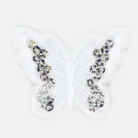 Термоаппликация &laquo;Бабочка&raquo;, с пайетками, 5&times;6.5 см, фасовка 10 шт., белая