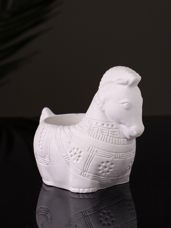 Кашпо "Лошадка с орнаментом" 8х9х6 см, натуральный