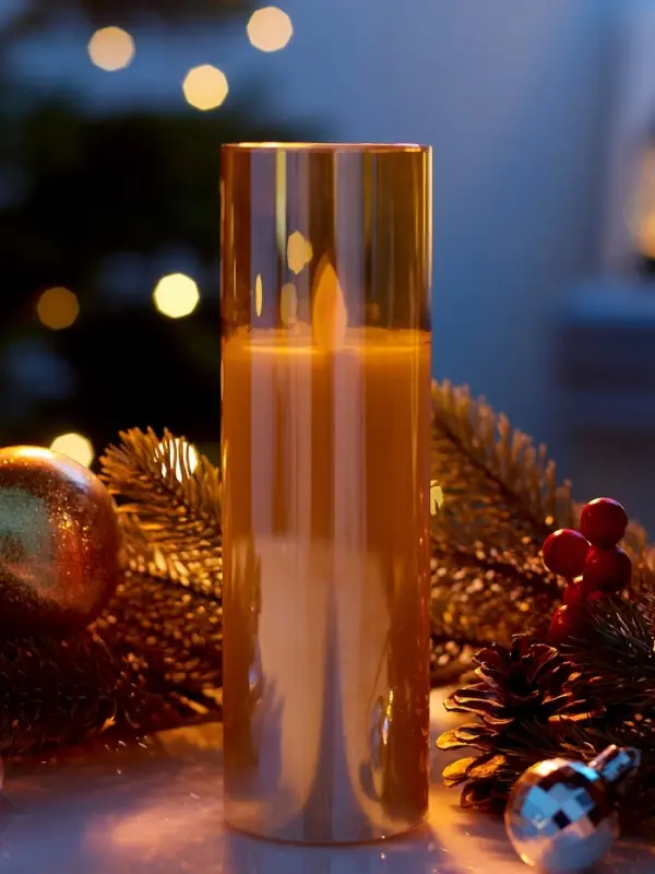 Светодиодная свеча "Золотистая" 18х5.5 см, AAx2 (не в компл.), Т/БЕЛЫЙ