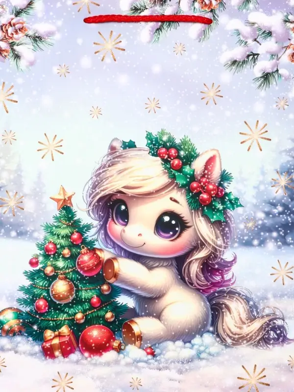 Пакет подарочный новогодний ламинированный, &laquo;Единорог&raquo; , 26&times;12&times;32 см