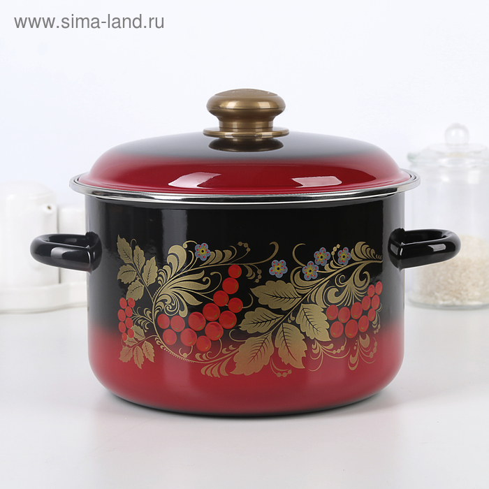 Кастрюля эмалированная &laquo;Рябинушка&raquo;, 4 л, индукция