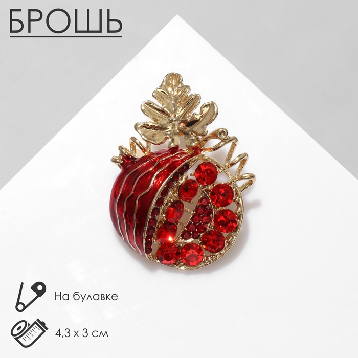 Брошь &laquo;Гранат&raquo; в разрезе, цвет красный в золоте
