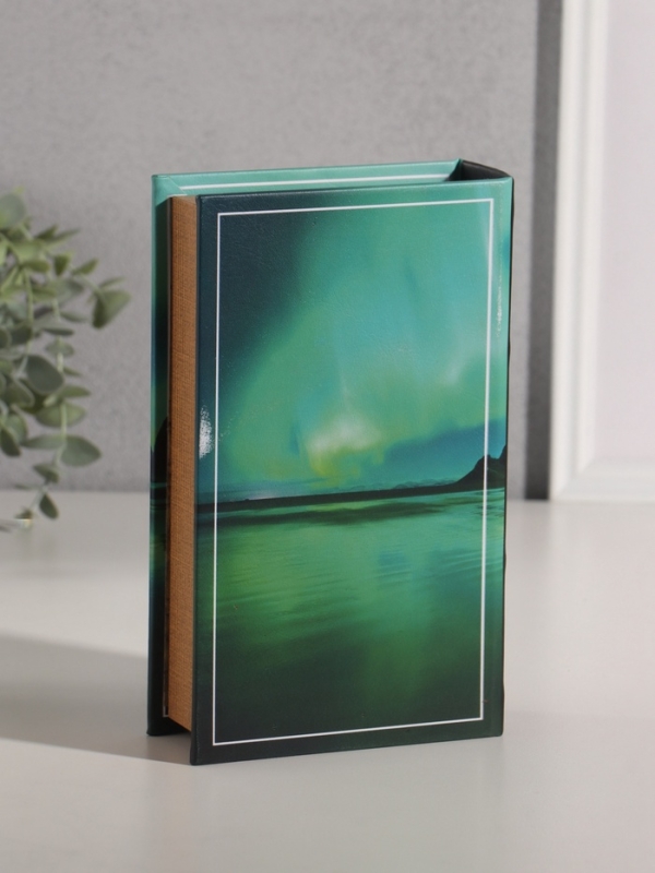 Сейф-книга дерево кожзам "Полярное сияние" 21х13х5 см