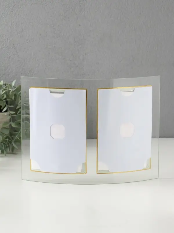 Фоторамка двойная стекло 10х15 см "Золотой кант" вертикаль 28х20,5 см