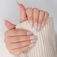 Накладные ногти &laquo;French&raquo;, 24 шт, с клеевыми пластинами, форма миндаль, цвет бежевый/голубой