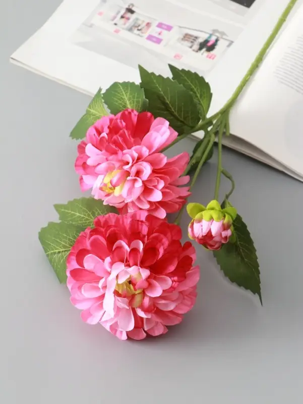 Цветы искусственные &laquo;Хризантема Бранхил черри&raquo;, d=9 см, h=49 см, тёмно-розовые