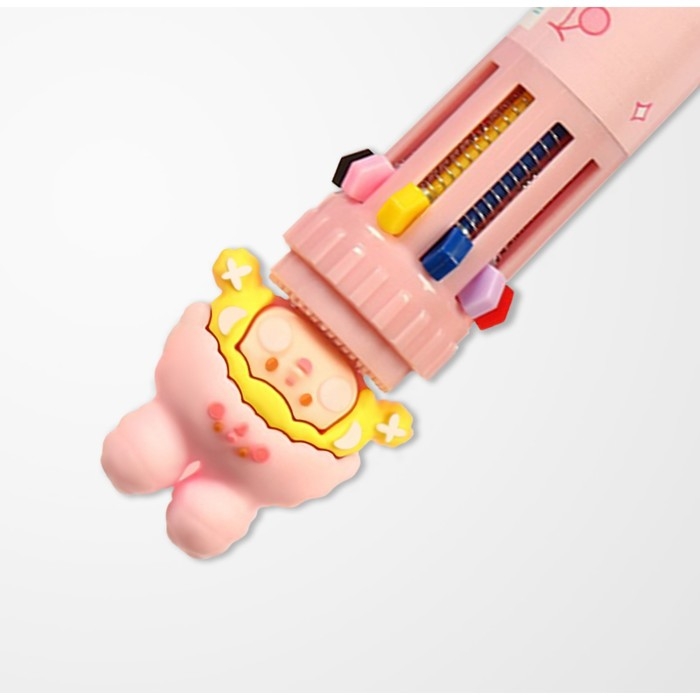 Ручка шариковая 10-цветная 0,5мм "Шапочка розовая" (штрихкод на штуке)