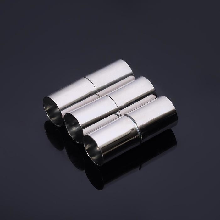 Замок-концевик магнитный, L=20мм, вн.D=7мм, (набор 3шт), цвет серебро