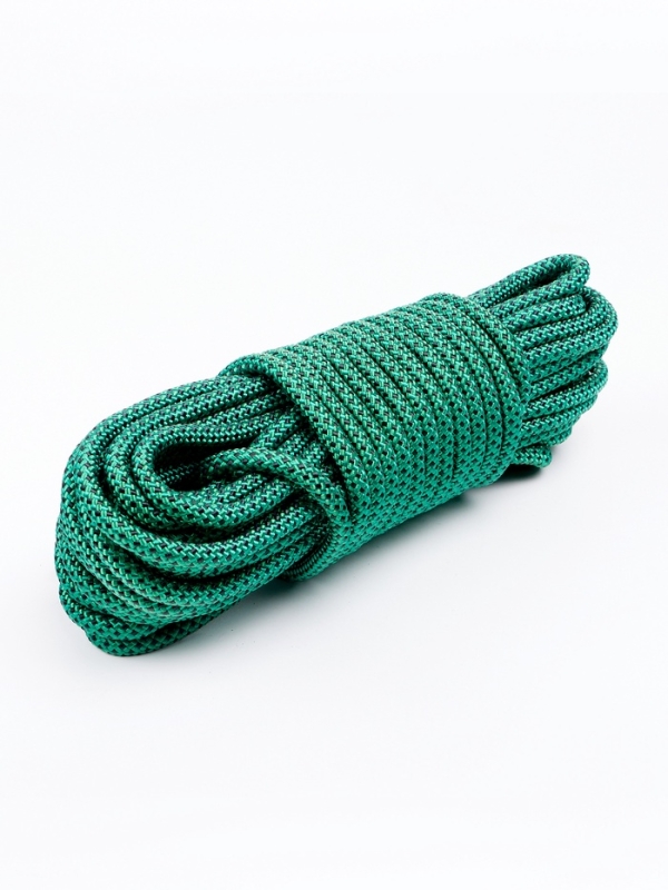 Веревка страховочно-спасательная "Climb" 32 прядная, черно-зеленая, d= 8 мм, 20 м