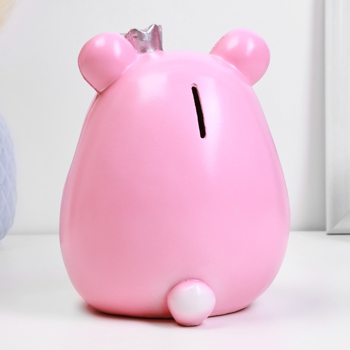 Копилка "Медведь с короной" розовая, 17см