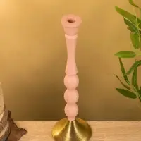 Подсвечник на 1 свечу "Пудровый розовый" 10,5х10,5х34,5 см