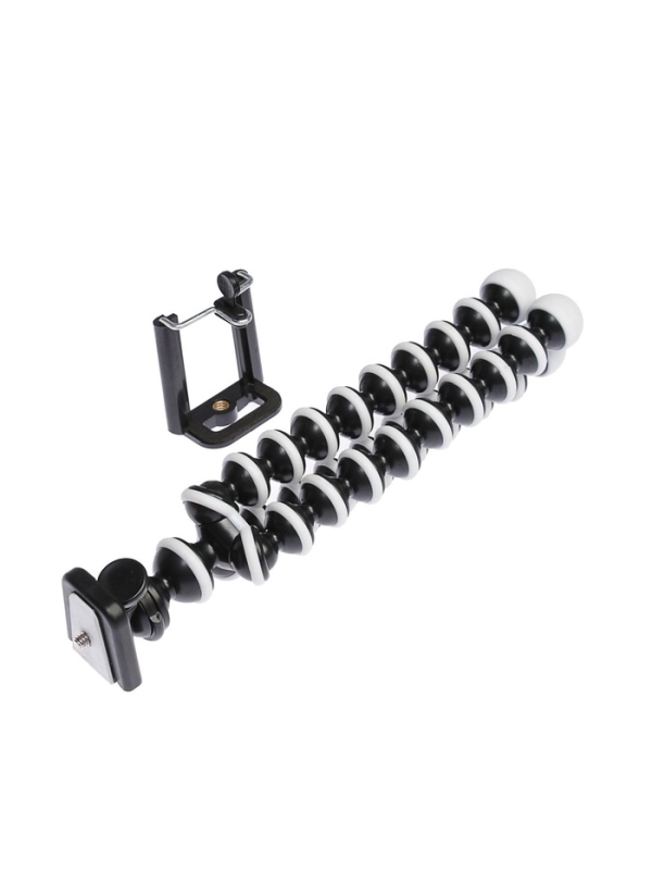 Штатив-тренога LuazON настольный, для телефона, гибкие ножки, высота 12 см, чёрно-белый