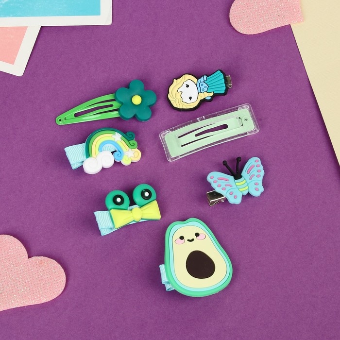 Набор для волос "Маленькие радости" (14 шт) авокадо, зелёный