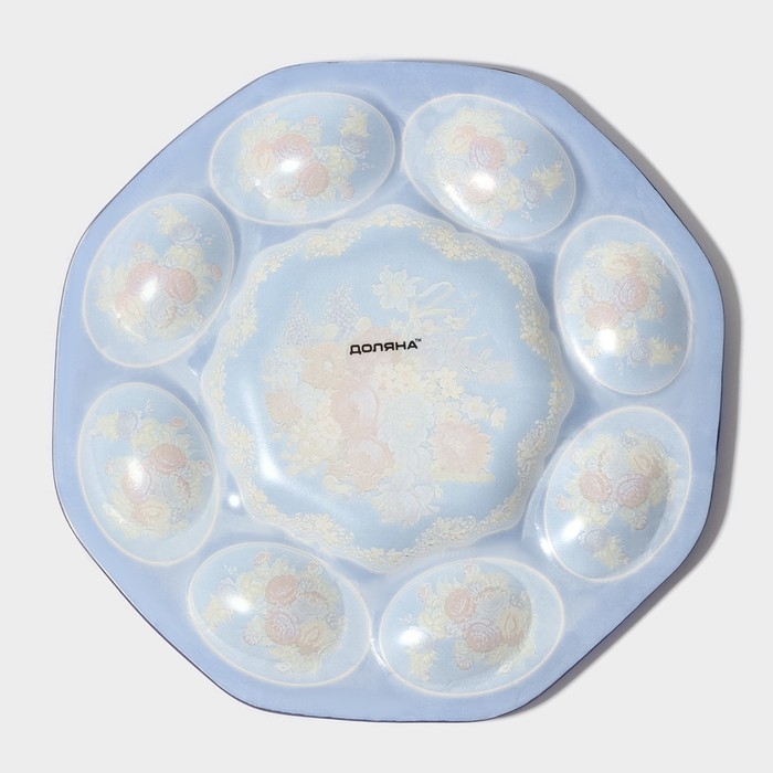 Подставка стеклянная для яиц 8 ячеек Доляна &laquo;Русские мотивы&raquo;, d=21 см