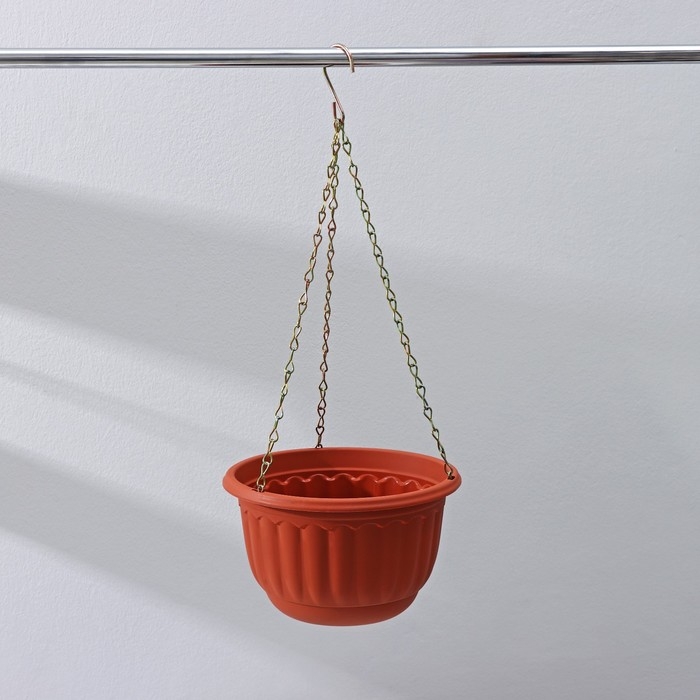 Кашпо пластиковое для цветов подвесное с дренажной сеткой &laquo;Веста&raquo;, 2 л, цвет коричневое